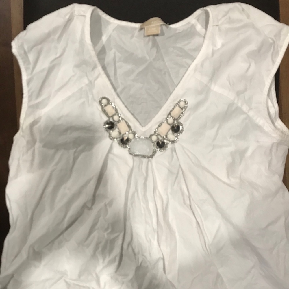 White jewel collar Michael Kors top